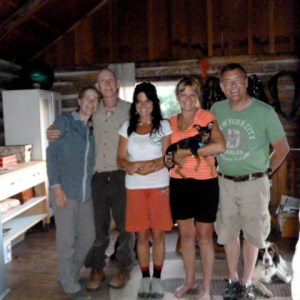 Ella took this photo of (from left) me, Gary, Heidi, Terri (with Charlie), Glenn and Mercedes, mid-August.